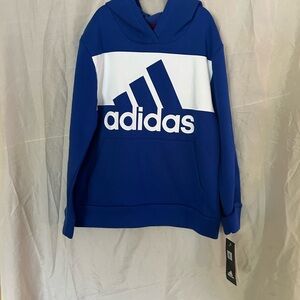 Adidas Blue and White Sweatshirt Modern Athletic Style